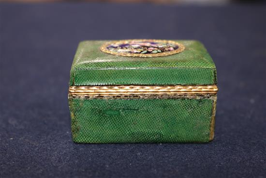 A late 18th century Continental shagreen snuff box 2.25in.